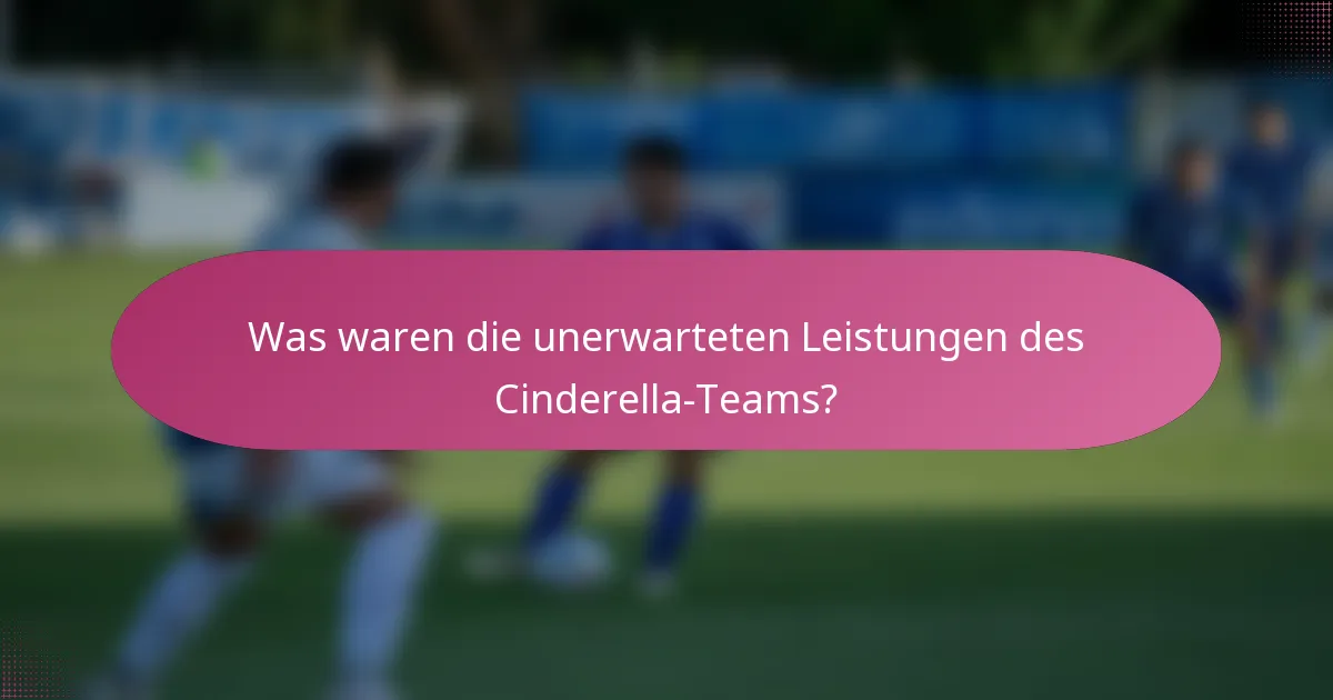 Was waren die unerwarteten Leistungen des Cinderella-Teams?