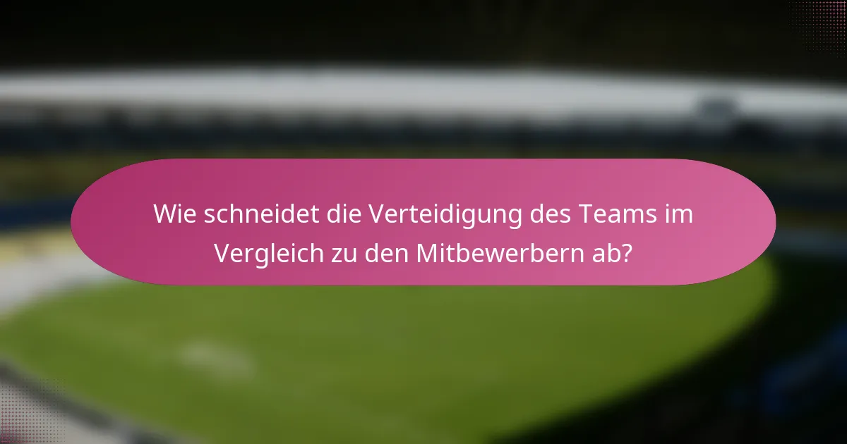 Wie schneidet die Verteidigung des Teams im Vergleich zu den Mitbewerbern ab?